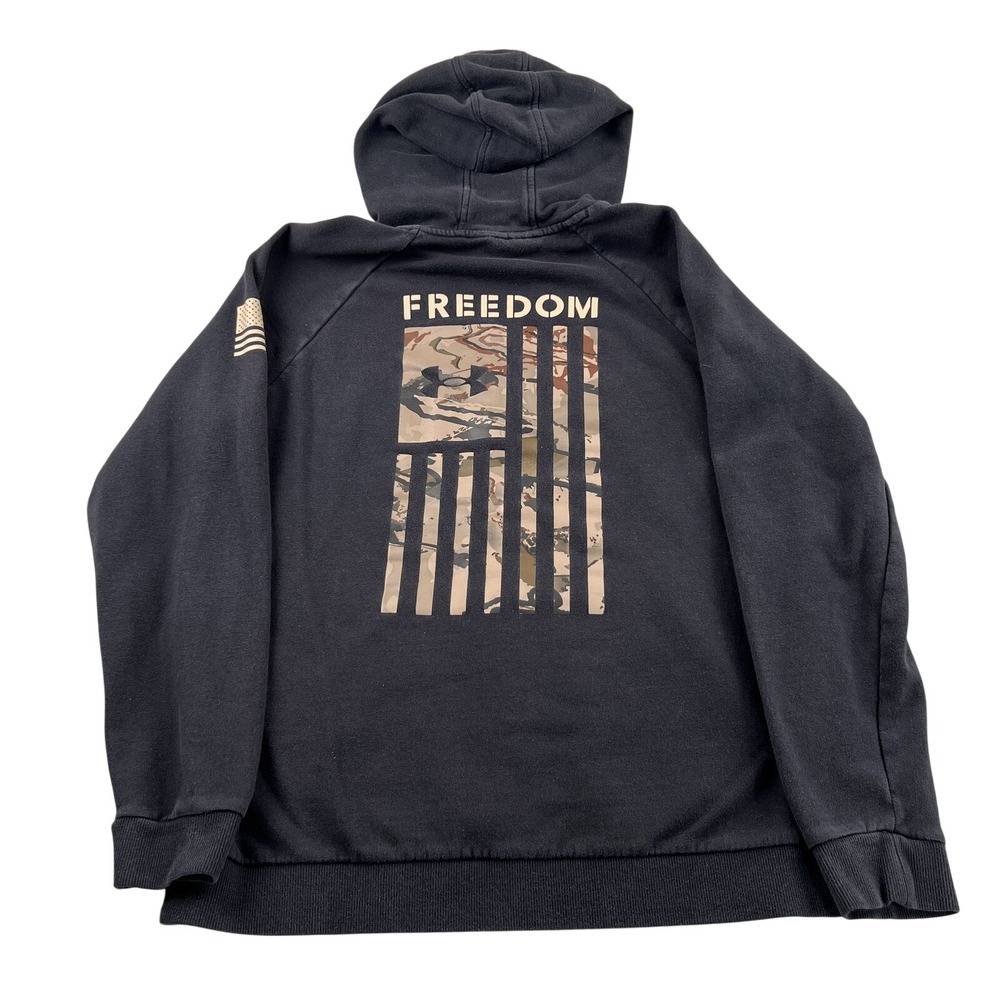 Under Armour Freedom Flag Graphic Hoodie XL Black Men Patriotic Camo Pullover